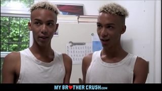 Hot Skinny Black Twink Identical Twin Brothers Diego And Dante Threesome With Black Stepbrother Eric Ford In Family Kitchen