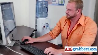 Monster dick pounding tiny butt hard in the office